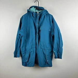 EMS Vintage Eastern Mountain Sports Rain Jacket Womens Sm Hood Blue Windbreaker - Picture 1 of 10
