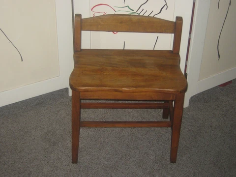 VINTAGE MCM HANDMADE WOOD VANITY CHAIR SEWING SEAT PIANO BENCH DOUBLE STRETCHER Cover
