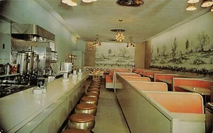 The Plaza Restaurant Main Street Interior View Lewiston,ME Vtg Postcard - Picture 1 of 2