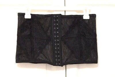 蕾丝腰围 Cincher 塑形器,Boned,彩色黑色,XL 码,全新无标签 — 第 1/4 张图片