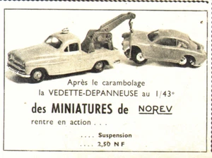 PUB VEHICULE MINIATURE " NOREV " VEDETTE-DEPANNEUSE 1960 - Foto 1 di 1