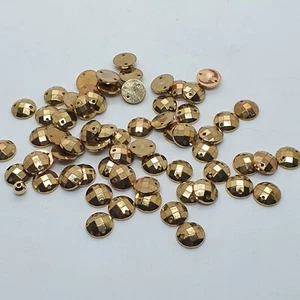 10mm metallic gold sew On Jewel acrylic GEM CRYSTAL RHINESTONE trim Bead - Picture 1 of 1