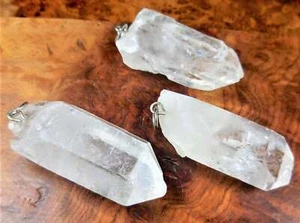 Dije collar colgante de cristal de cuarzo crudo grande de punta transparente áspera - Imagen 1 de 4
