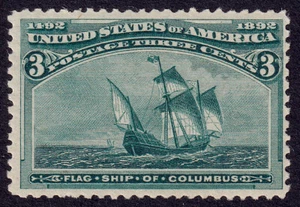 US Scott 232, 1893 Flagship of Columbus, 3c green, NH MINT - Picture 1 of 1