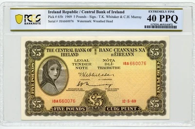 Ireland Republic, 1969 £5  Pick# 65b - PCGS EF 40 PPQ - Image 1 of 2
