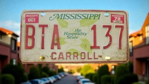 Mississippi Nummernschild Anhänger # BTA-137 1978 rot/weiß Carroll County Auto GUC - Bild 1 von 1