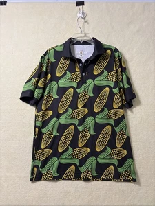 Rolo Golf Corn Shirt Herren Large schwarz gelb Print lautes Logo - Bild 1 von 8