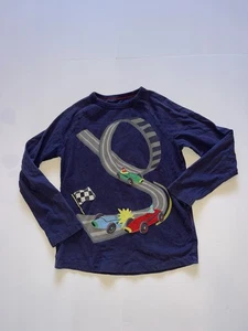 Mini Boden Boys 7-8 Navy Blue Long Sleeve Race Track Shirt - Picture 1 of 2