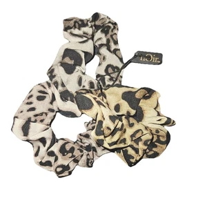 inQir Hair Scrunchies Womens One Size Leopard Animal Print Set of 3 Brown Gray - Picture 1 of 5