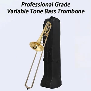 Professional Grade Tuned Bass Trombone Bb/F/D Tone Trombones Lacquer Gold Brass - Picture 1 of 6