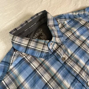 Camisa Kuhl Eluxur Azul a Cuadros Abotonada Manga Corta Exterior Hombre’s Talla Grande - Imagen 1 de 9