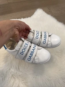 DOLCE & GABBANA Kids Shoes White Blue Strap Low Top Sneakers EU33/US 2 $380 - Picture 1 of 8