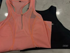Lorna Jane Bundle Sports Bra And Tank Combo S Black And Peach - Picture 1 of 8