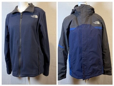 North Face Men’s 3-in-1 Jacket Small Navy Blue Gray Waterproof Shell & Fleece - Image 1 of 4