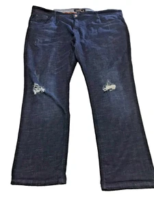 Pantalones de mezclilla con remaches de cobre para hombre 50x 33 azul oscuro bolsillos desgastados frente plano elástico - Imagen 1 de 11