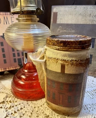 Prim Mason Jar, Salt Box House, Grubby Grungy, Coffee Cinnamon - Image 1 of 4