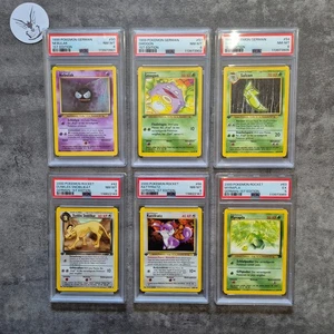Pokemon PSA 1. Lotto Edizione Base & Rocket Set Vintage WOTC Tedesco Nebulak - Foto 1 di 8