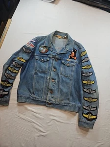 Vintage Rustler Jeansjacke Herren Large American Federation Of Riders Patches - Bild 1 von 22