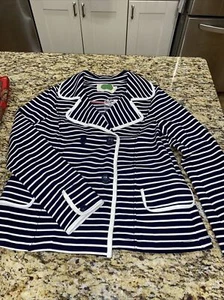 Anthropologie Women’s Medium Striped 2 Button Blazer NWT Preppy Nautical - Picture 1 of 9