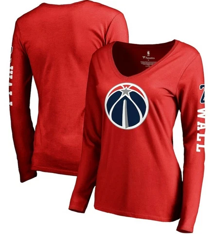 Washington Wizards Fanatics Branded John Wall Team Idol Long Sleeve Red T Shirt Cover