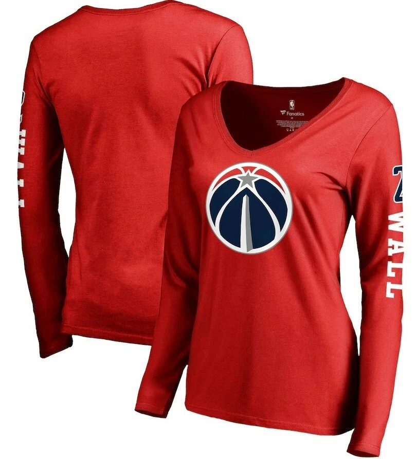 Washington Wizards Fanatics Branded John Wall Team Idol Long Sleeve Red T Shirt - Image 1 of 2