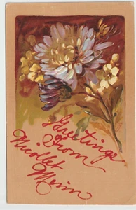 Greetings from Nicollet MInn Vintage Postcard MN Unposted Embossed Flowers - Picture 1 of 2
