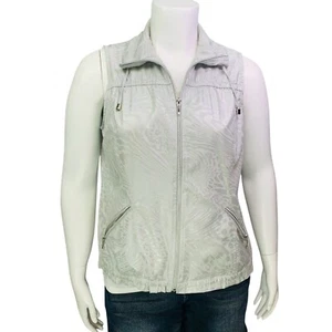 Chicos Womens ZENERGY Neema Silver Embossed Vest Animal Print Zip Size 2 | L - Picture 1 of 14