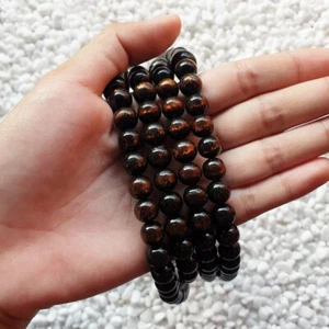 108 Golden Black Coral Prayer Beads 9 MM Buddhist Mala Hailiu - Picture 1 of 4