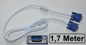KA03) VGA Kabel 1,7m  -Weiß- Monitor PC Beamer Kabel Verbindungskabel (1,76€/m) - Bild 1 von 6