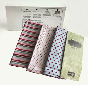 Stampin Up Candy Cane Christmas Designer Fabric 3 Fat Quarters 18 x 28 Ea. NEW - Picture 1 of 10