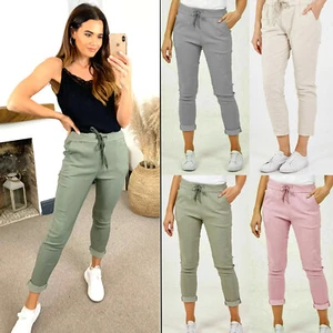 Womens Lagenlook Italian Magic Pants Ladies Casual Stretch Jogger Style Trousers - Picture 1 of 42