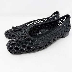 Jeffrey Campbell Black Leather My Weave Woven Flats Size 7 Slip On Balletcore - Picture 1 of 8