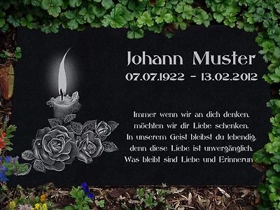 LASERART24 GRABPLATTE Grabtafel aus GRANIT 60x40 cm Wunsch Gravur mit Motiv - Grabstein-g48