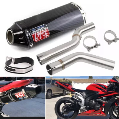 For Honda CBR600RR F5 2005-2023 Exhaust System Kit Mid Link Pipe Carbon Muffler  - Image 1 of 4