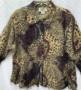 Eyelash Sheer Animal Print Blouse Something Special One Size Fits All - Picture 1 of 9