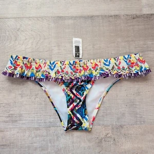 New VOLCOM Women's Bikini Bottom Swim Surf Beach Ruffle Colorful Size XL - Picture 1 of 7