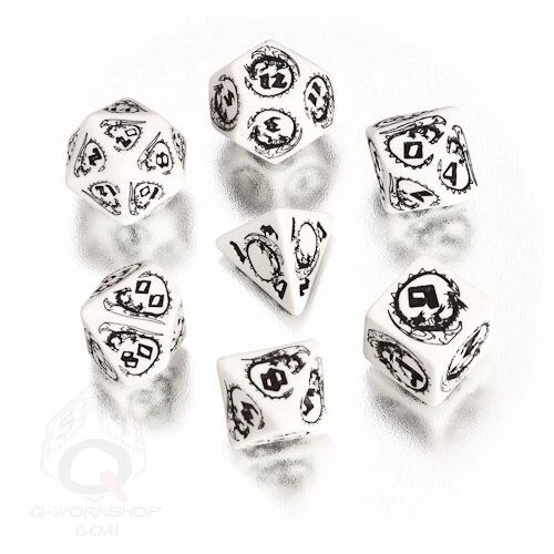 Dragons Dice - 7 Pieces - White And Black - Image 1 of 1