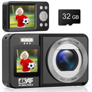 Digitalkamera Fotokamera 2.8"+1.4" Bildschirm 4K 64MP Fotoapparat Kamera 32GB - Bild 1 von 10