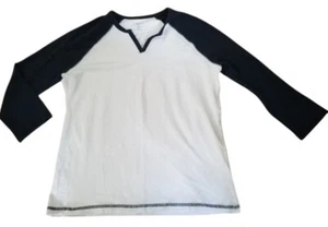 SJB ACTIVE White and navy Blue Raglan Sleeved Top Ladies MEDIUM - Picture 1 of 2