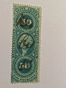 US STAMP REVENUE LIFE INSURANCE   SCOTT #R58C - Picture 1 of 1