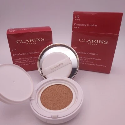 LOTE DE 2 Base Hidratante Clarins Everlasting Cushion 110 MIEL  Foto 1 de 4