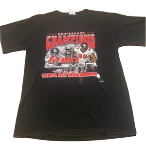 Tampa Bay Bucs VTG 2002 Warren Sapp Black Graphic T-Shirt Medium M Short Sleeve - Picture 1 of 9
