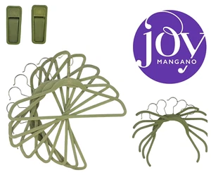 14 JOY MANGANO Huggable Hangers 8 Suit 6 Shirt or Dress 2 Clips Light Sage Green - Picture 1 of 6