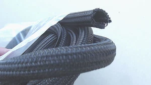 32FT 3/8"ID,MESH BLACK SPLIT LOOM,OPENS TO 9/16"ID WITH LINE OF OVERLAP LEFT.6.8 - Bild 1 von 3