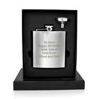 Personalised Engraved Stainless Steel 6oz Hip Flask, Funnel + Gift Box- Rockwell