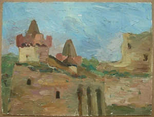 Ukrainian Soviet Oil Painting Fortress - Picture 1 of 2