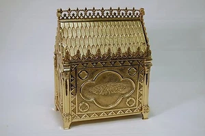 WELTKLASSE KÄSCHERUNGSRESTE URNE ZUR AUSSTELLUNG, TRADITIONELLER STIL, MASSIVMESSING. - Bild 1 von 9