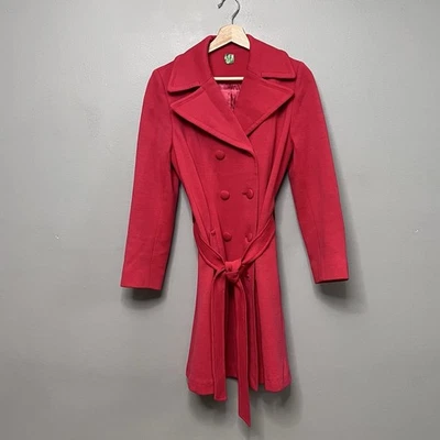 Abrigo de Colección Sterling Stall Para Mujer 100% Lana Virgen Rosa Guisante con Cinturón y Bolsillos Foto 1 de 4