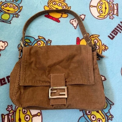 FENDI Mamma Bolso Baguette Cartera Hombro Pana Marrón Mujer’s Moda Artículos Foto 1 de 4