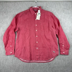 Tommy Bahama 100% Linen Long Sleeve Button Up Shirt Men’s Size Large Pink NEW - Picture 1 of 7